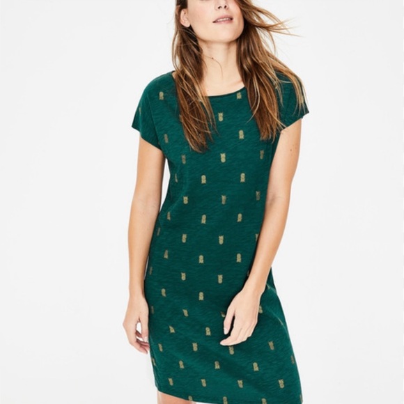 Boden Paulina Pineapple green and gold jersey Dress. Ptp 21” length 34” - Picture 6 of 10